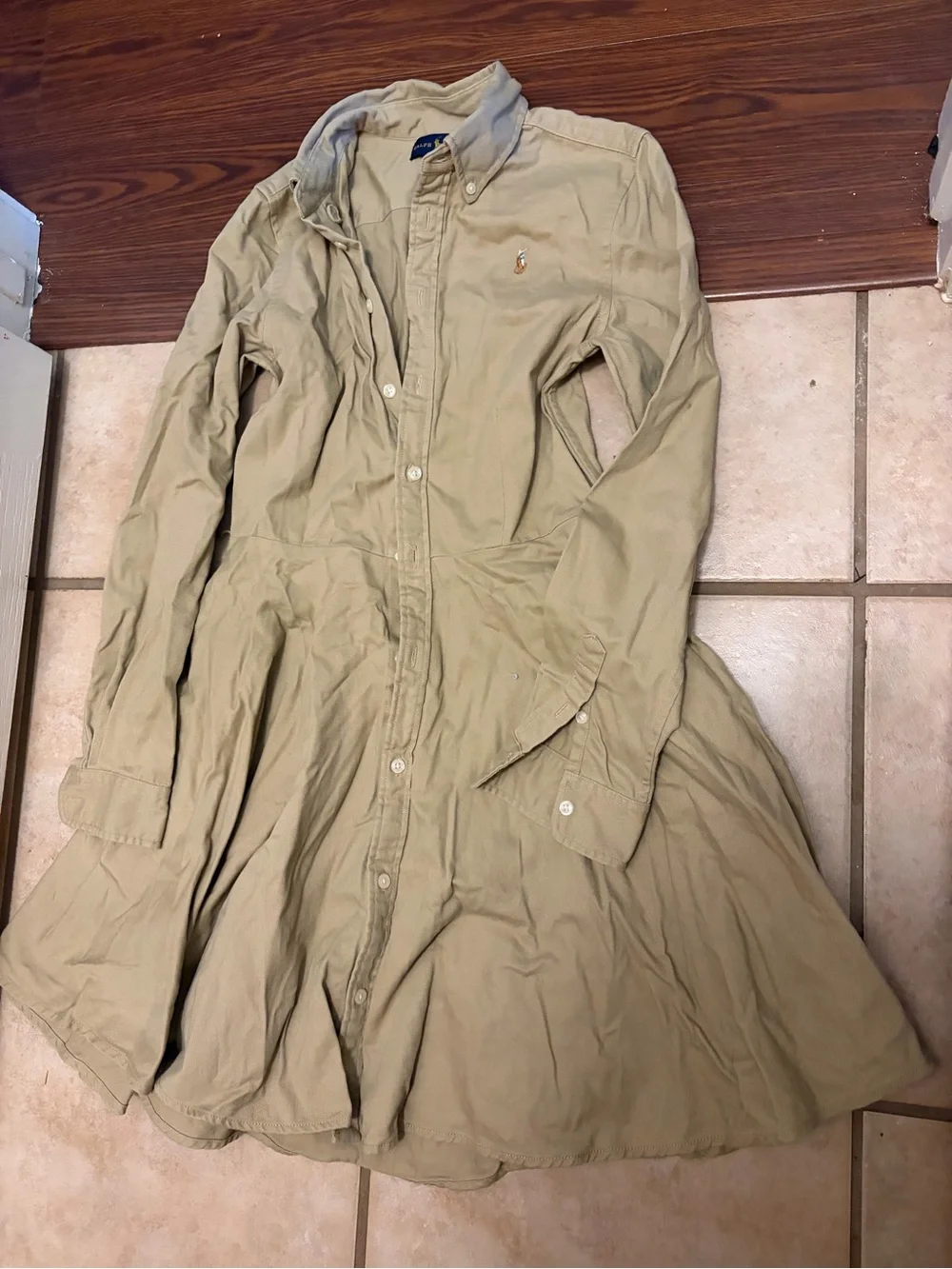 Ralph Lauren girls youth  Khaki Button-down long sleeve dress